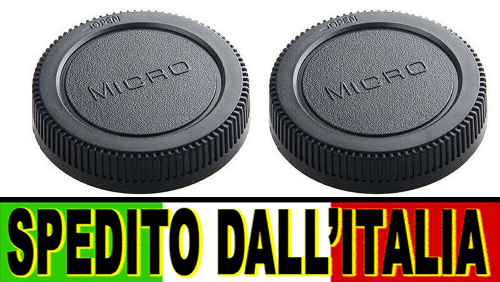 KIT TAPPO RETRO OBIETTIVO + CORPO MACCHINA PER FOTOCAMERA PANASONIC LUMIX BODY CAP + REAR LENS CAP COVER