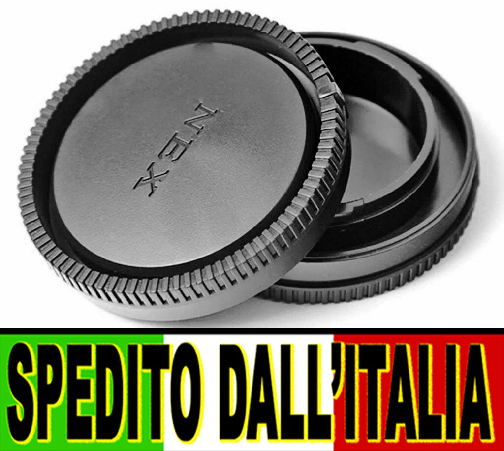 KIT TAPPO RETRO OBIETTIVO + CORPO MACCHINA PER FOTOCAMERA SONY NEX BODY CAP + REAR LENS CAP COVER