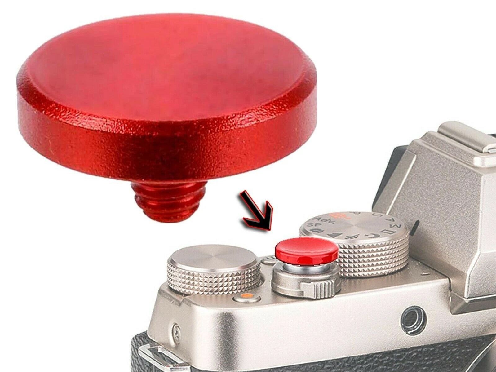 PULSANTE DI SCATTO MORBIDO ROSSO SOFT SHUTTER RELEASE BUTTON RED PER LEICA FUJIFILM ECC.
