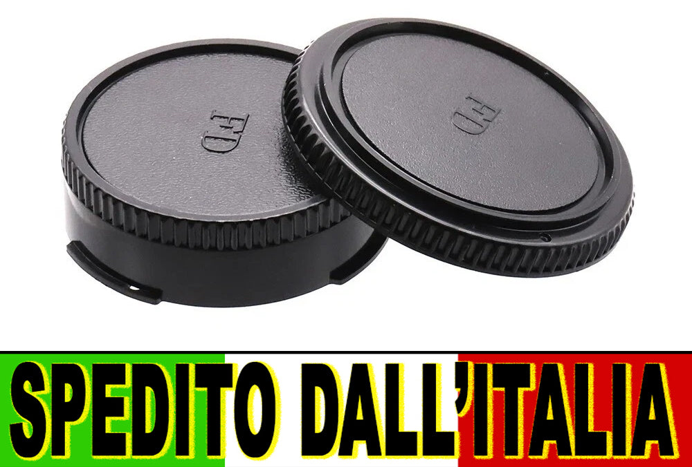 SET TAPPO CORPO MACCHINA RETRO OBIETTIVO CANON FD BODY LENS CAP COVER FILM CAMERA