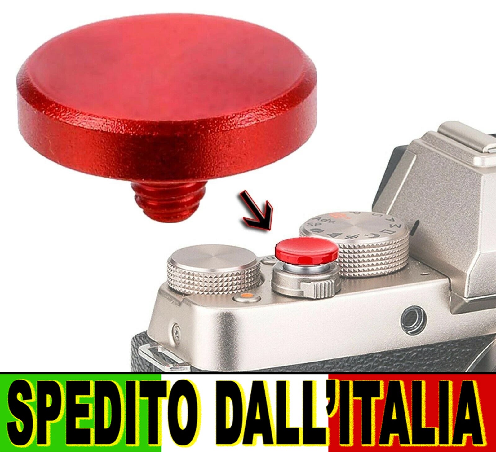 PULSANTE DI SCATTO MORBIDO ROSSO SOFT SHUTTER RELEASE BUTTON RED PER LEICA FUJIFILM ECC.