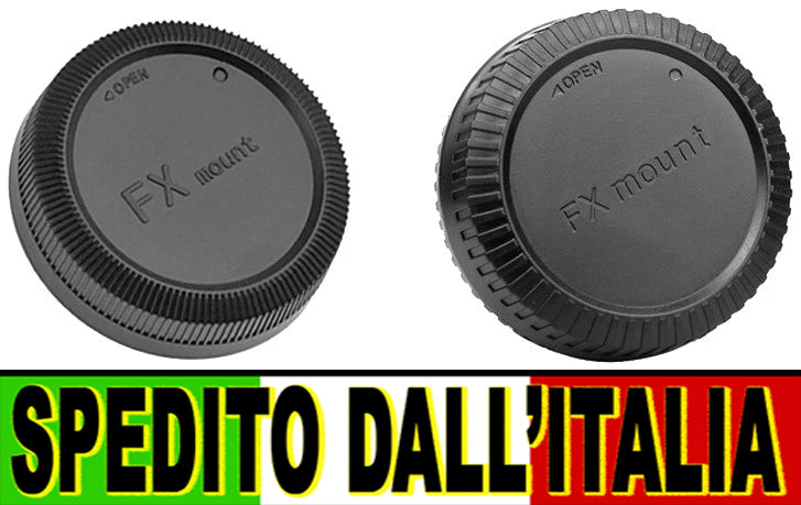 KIT TAPPO RETRO OBIETTIVO + CORPO MACCHINA PER FOTOCAMERA FUJIFILM FX-MOUNT BODY CAP + REAR LENS CAP  COVER