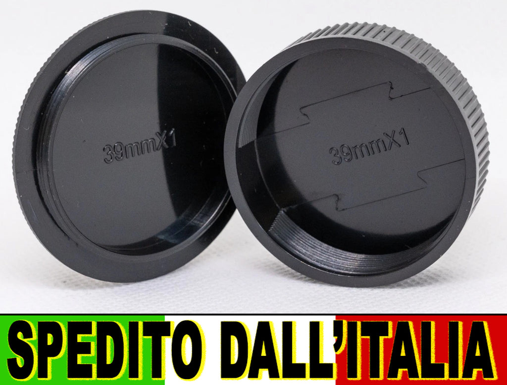 SET TAPPO CORPO MACCHINA RETRO OBIETTIVO M39 (39MMX1) LENS  BODY CAP COVER CAMERA M39