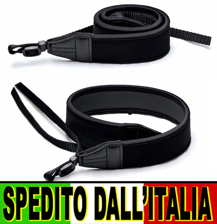 CINGHIA TRACOLLA IN NEOPRENE PER FOTOCAMERA REFLEX E MIRRORLESS