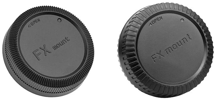 KIT TAPPO RETRO OBIETTIVO + CORPO MACCHINA PER FOTOCAMERA FUJIFILM FX-MOUNT BODY CAP + REAR LENS CAP  COVER