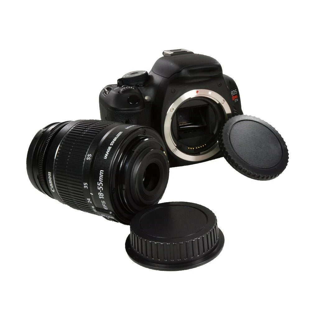 KIT TAPPO RETRO OBIETTIVO + CORPO MACCHINA PER FOTOCAMERA REFLEX CANON EOS  1D 5D 6D 7D ECC. BODY CAP + REAR LENS CAP  COVER