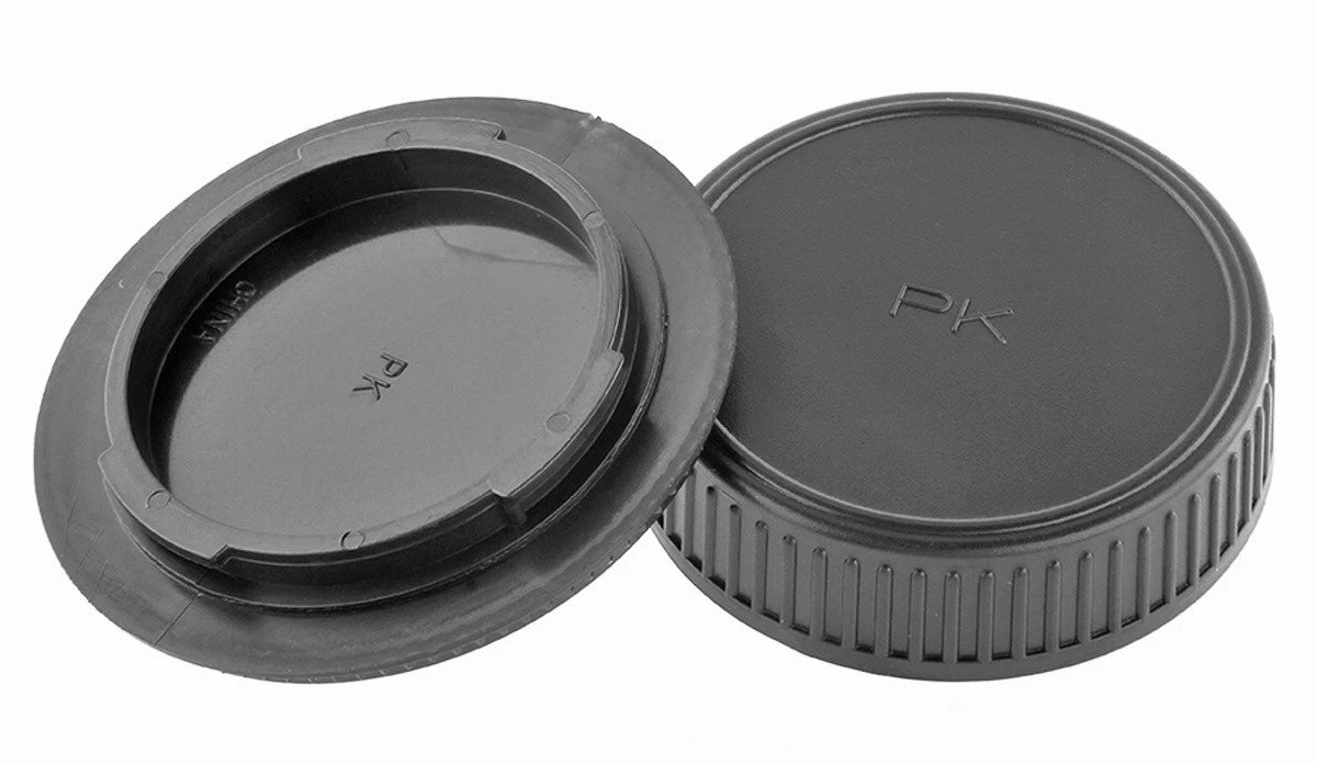 KIT TAPPO RETRO OBIETTIVO + CORPO MACCHINA PER FOTOCAMERA PENTAX K BODY CAP + REAR LENS CAP COVER