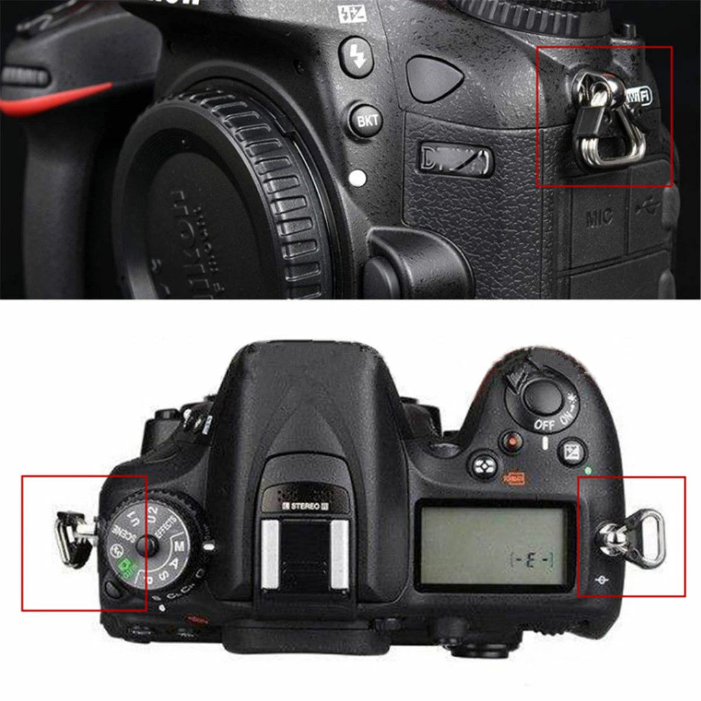 2PCS ADATTATORE TRIANGOLARE PER CINGHIA TRACOLLA POLSO UNIVERSALI SPLIT EYELETS RING ADAPTER FOTOCAMERA CAMERA CIRCOLARI