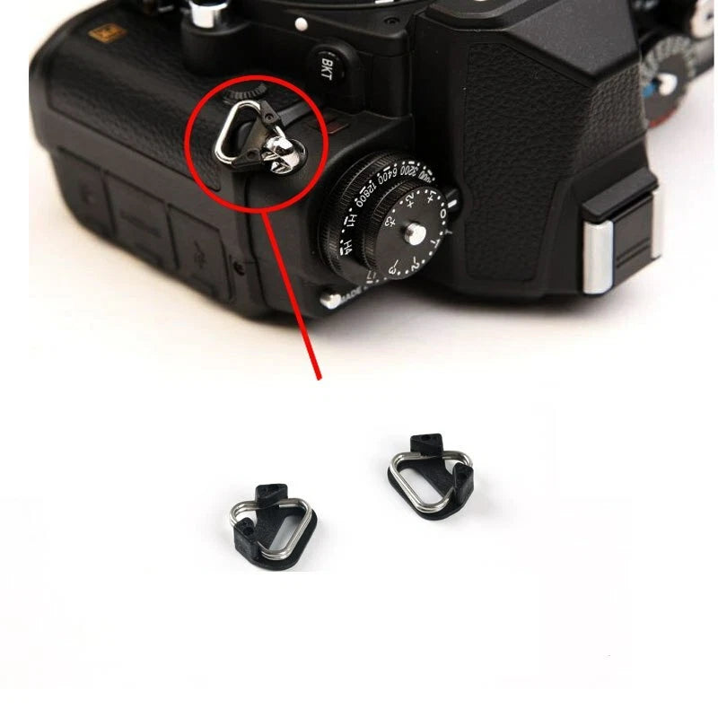 2PCS ADATTATORE TRIANGOLARE PER CINGHIA TRACOLLA POLSO UNIVERSALI SPLIT EYELETS RING ADAPTER FOTOCAMERA CAMERA CIRCOLARI