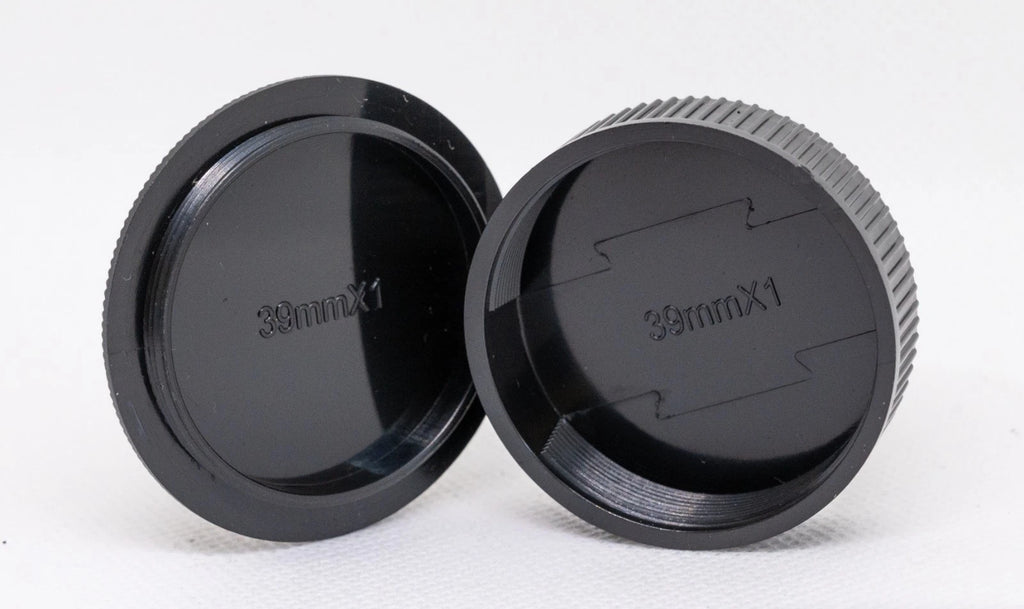 SET TAPPO CORPO MACCHINA RETRO OBIETTIVO M39 (39MMX1) LENS  BODY CAP COVER CAMERA M39