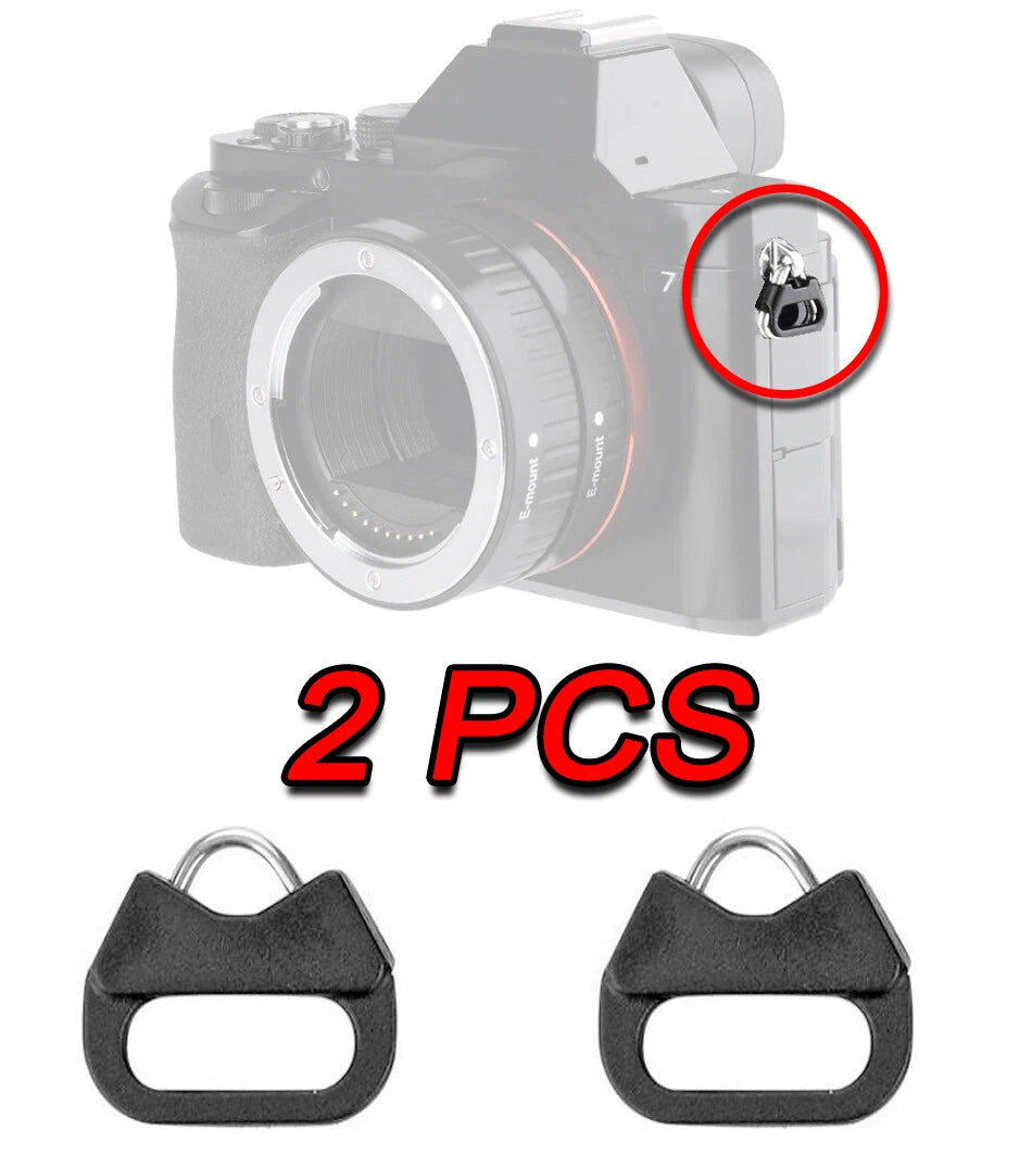 2PCS ADATTATORE TRIANGOLARE PER CINGHIA TRACOLLA POLSO UNIVERSALI SPLIT EYELETS RING ADAPTER FOTOCAMERA CAMERA CIRCOLARI