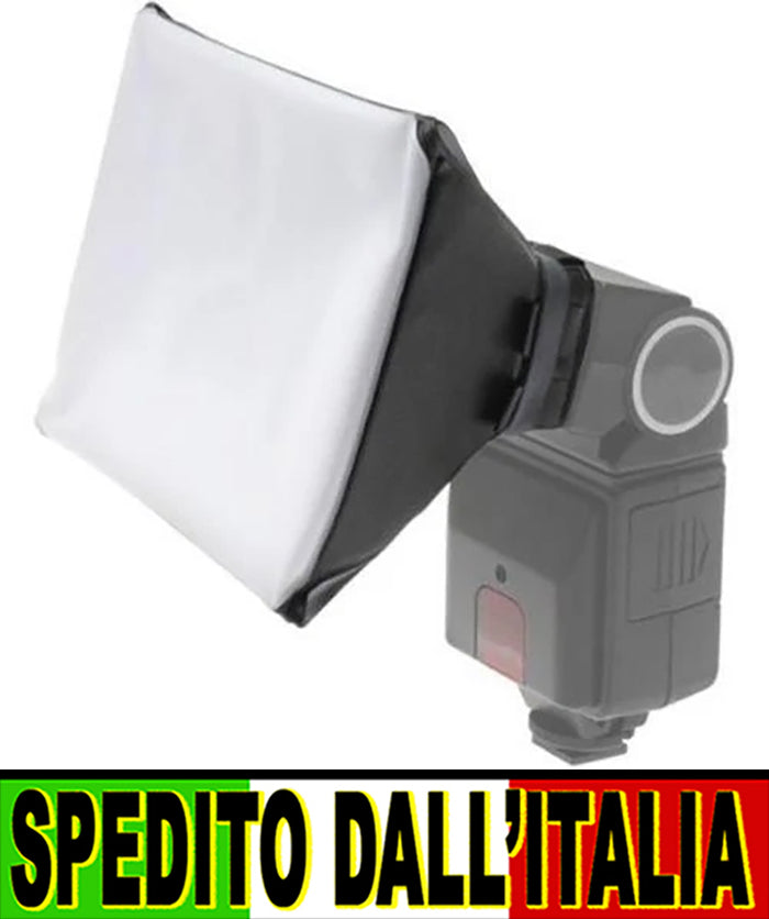 DIFFUSORE PER SLITTA FLASH FOTOCAMERA SOFTBOX BOUNCE UNIVERSALE COMPATIBILE CON NIKON CANON SONY FUJIFILM PANASONIC OLYMPUS ECC.