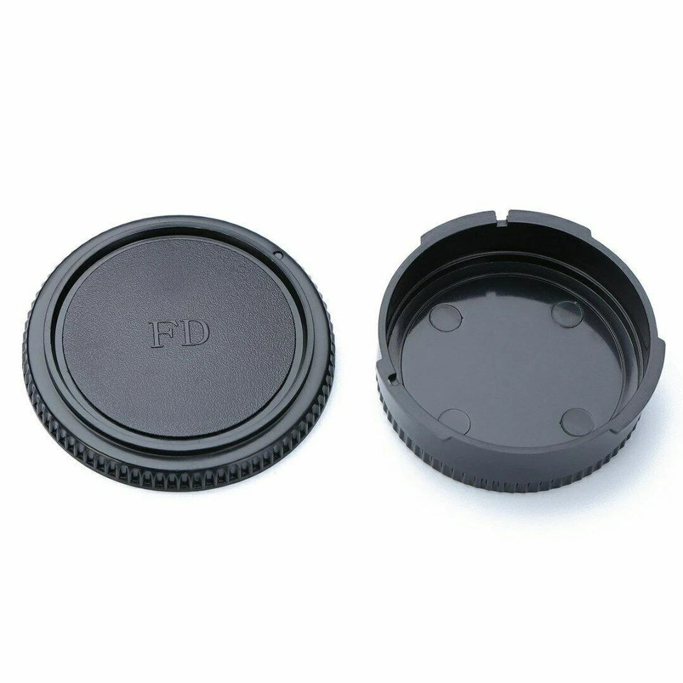 SET TAPPO CORPO MACCHINA RETRO OBIETTIVO CANON FD BODY LENS CAP COVER FILM CAMERA