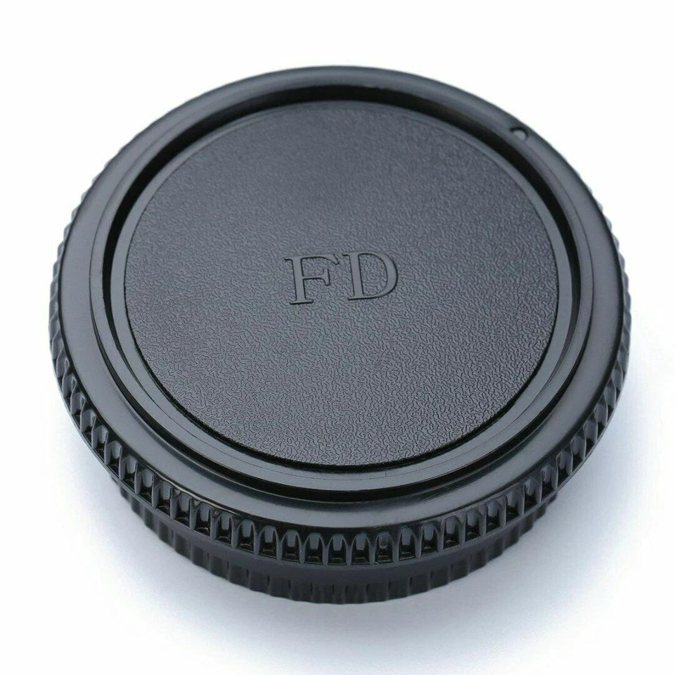 SET TAPPO CORPO MACCHINA RETRO OBIETTIVO CANON FD BODY LENS CAP COVER FILM CAMERA